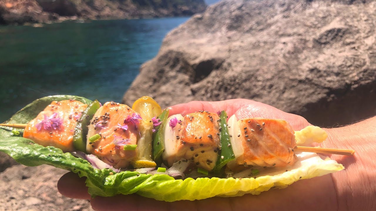 BROCHETAS de SALMÓN EN LA PLAYA con PONZU (Salsa Especial Asiática) 👍🏻  - GUILLE RODRIGUEZ
