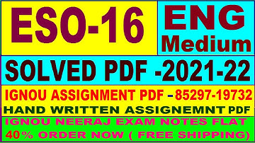 eso-16 solved assignment 2021-22 in English / eso 16 solved assignment / eso 16 assignment