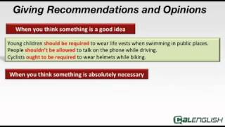 giving recommendations and opinions