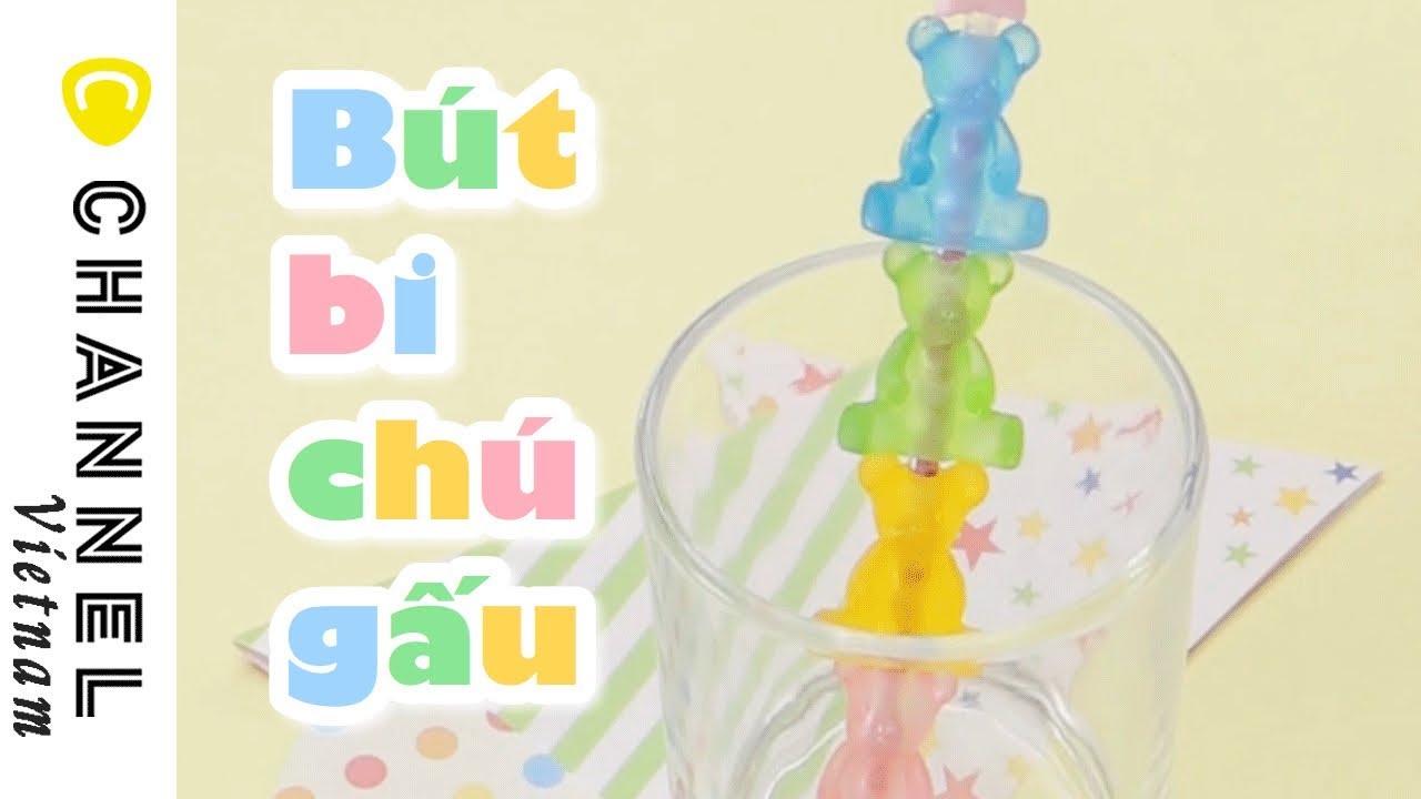 Đồ văn phòng phẩm đáng yêu ♡ Bút bi chú gấu cầu vồng - youtube