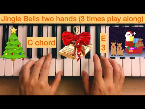 how-to-play-jingle-bells-on-the-piano-keyboard-with-two-hands-(3-times-play-along)