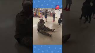 Soldier surprises dog after returning from deployment  #shorts