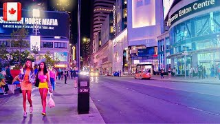 [4K]  Exploring downtown Yonge & Dundas street at night in Toronto, Canada  August 2022