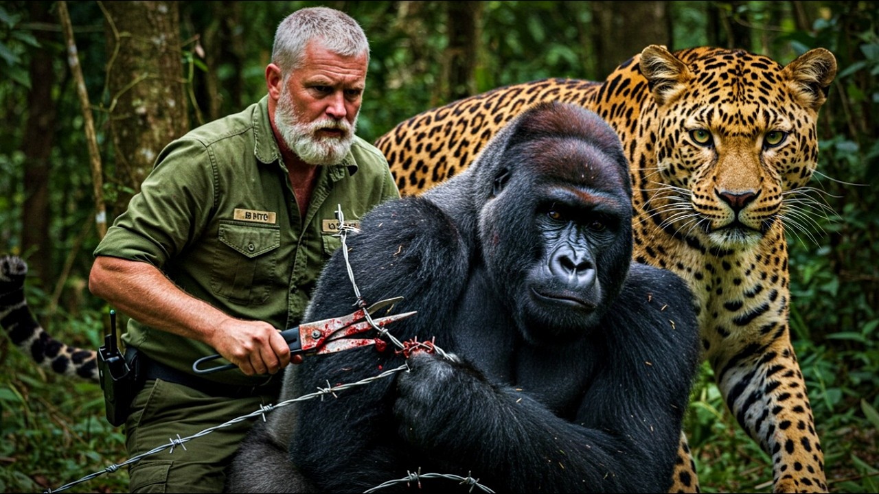 Man Frees Gorilla from Barbed Wire—Her Reaction Is Jaw-Dropping!