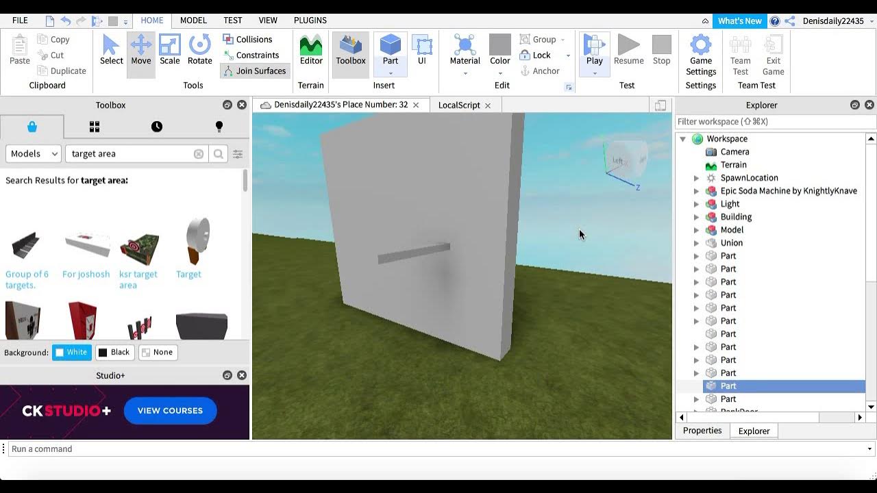 How to make a whole in a wall(Roblox Studio) YouTube