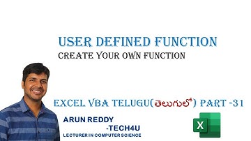EXCEL VBA TELUGU PART - 31 || USER DEFINED FUNCTION IN EXCEL VBA TELUGU ||
