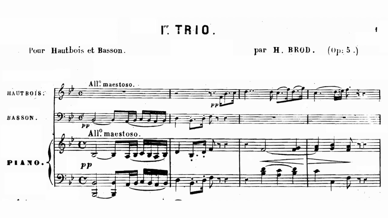 Henri Brod Trio for Oboe, Bassoon, and Piano, Op. 5 (1826) YouTube