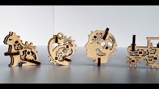 Ugears U-Fidget Tribiks 4 miniature Models : Full Assembly Wooden Puzzle
