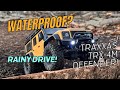 TRX4M Defender In The Rain RC Crawler Course