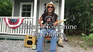 Ride on Josephine Bo Diddley on 3 string Shovel Guitar