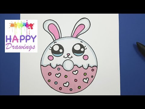 HOW TO DRAW A SUPER CUTE BUNNY DONUT EASY - HAPPY DRAWINGS