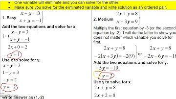 3 0 4 Finite Math   Solving Systems of Equations By Elimination Method