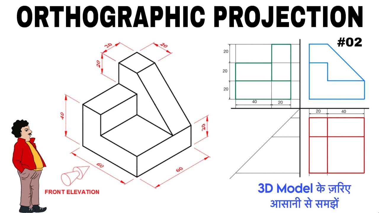 ORTHOGRAPHIC PROJECTION IN ENGINEERING DRAWING IN HINDI (Part - 02 ...