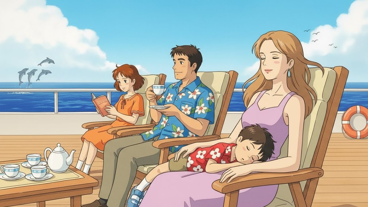 A Peaceful Family Yacht Journey | Squid Fishing, Parasailing & Sashimi | Ghibli-Inspired Chill