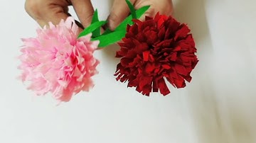 Crepe paper flowers | carnation flowers| Easy paper flower making|DIY