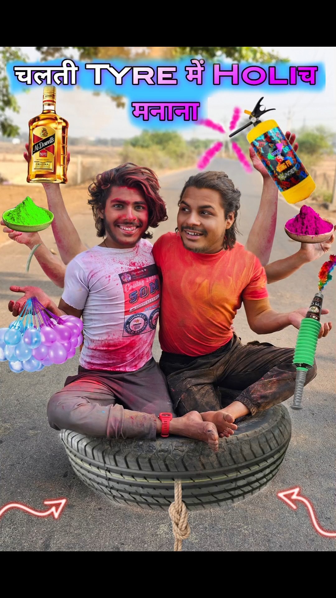 चलती?TYRE में HOLI मनानाच??#comedy #holicomedy #holihai