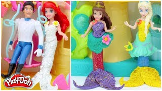 Mermaid Wedding Dress for Disney Princess Elsa Cinderella Belle Magic Clip Dolls play doh videos