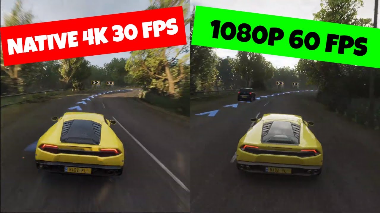 XBOX ONE X 1080p 60 FPS vs 4K 30 FPS - Forza Horizon 4 - YouTube