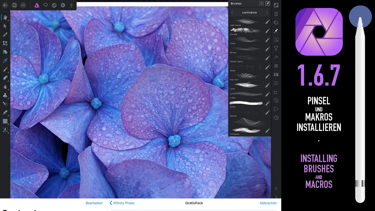 Affinity Photo Ipad 1 6 7 Pinsel Und Makros Installieren Touch Punkte Einblenden Deutsch Youtube
