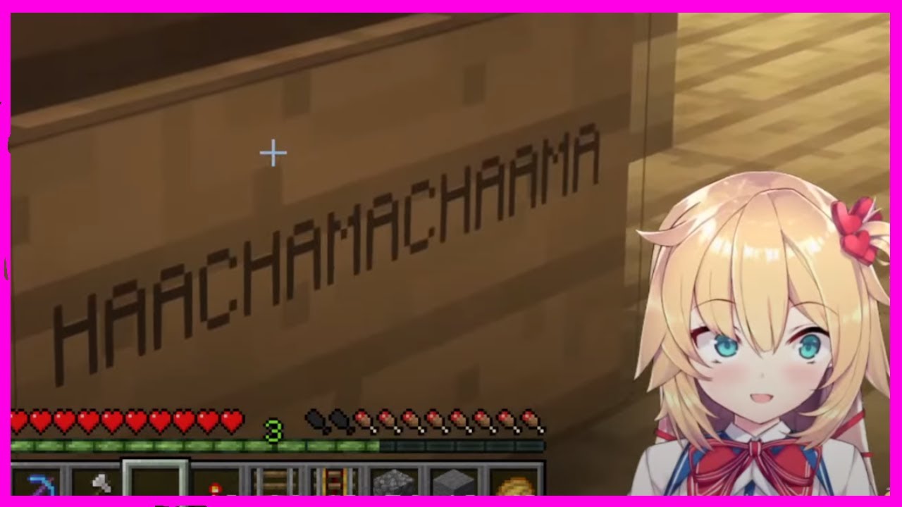 Akai Haato reacts to HAACHAMACHAMA signs in the Tower of Babeö [Hololive, Minecraft]
