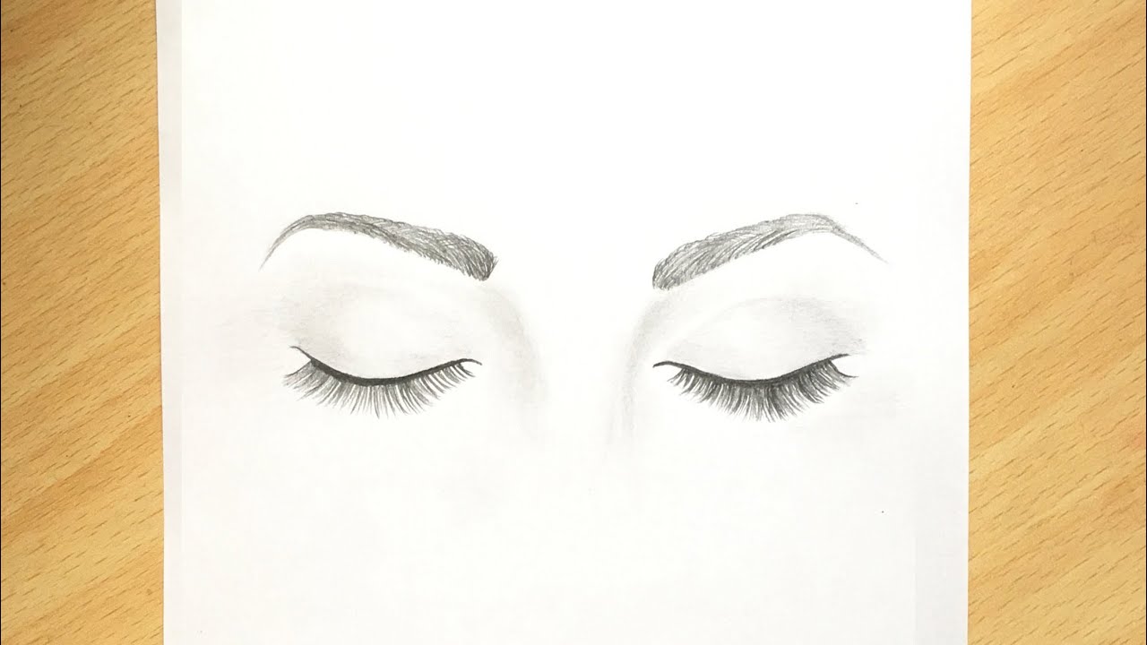 How to draw closed Eyes for beginners Pencil sketch drawing  YouTube