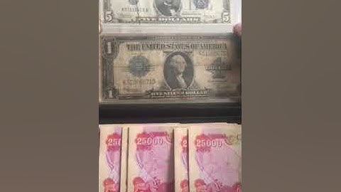 1923 $1 silver cert comparison to 1934 $5 silver cert, (Iraq Dinar 500,000)