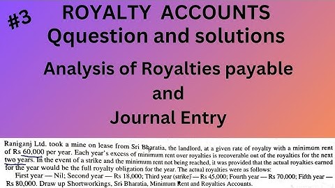 ROYALTY ACCOUNTS // #3 // ANALYSIS OF ROYALTIES PAYABLE// JOURNAL ENTRY//