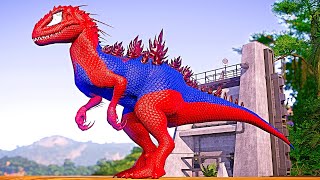 Spiderman Godzilla Vs Demon T.Rex Vs Stegoceratops Jurassic World Evolution Dinosaurs Fighting