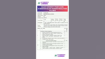 FYUGP-B.Com III Semester Major Business Regulations| Syllabus #calicutuniversity #bcom #fyugp #major