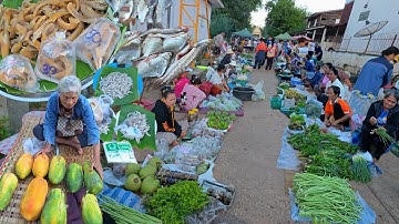 #อาหารพื้นบ้าน #ตามฤดูกาล กบนา หอยเดื่อ ปลาโขง | ตลาดบ้านนาเจริญ ตำบลขามป้อม อำเภอเขมราฐ อุบลราชธานี