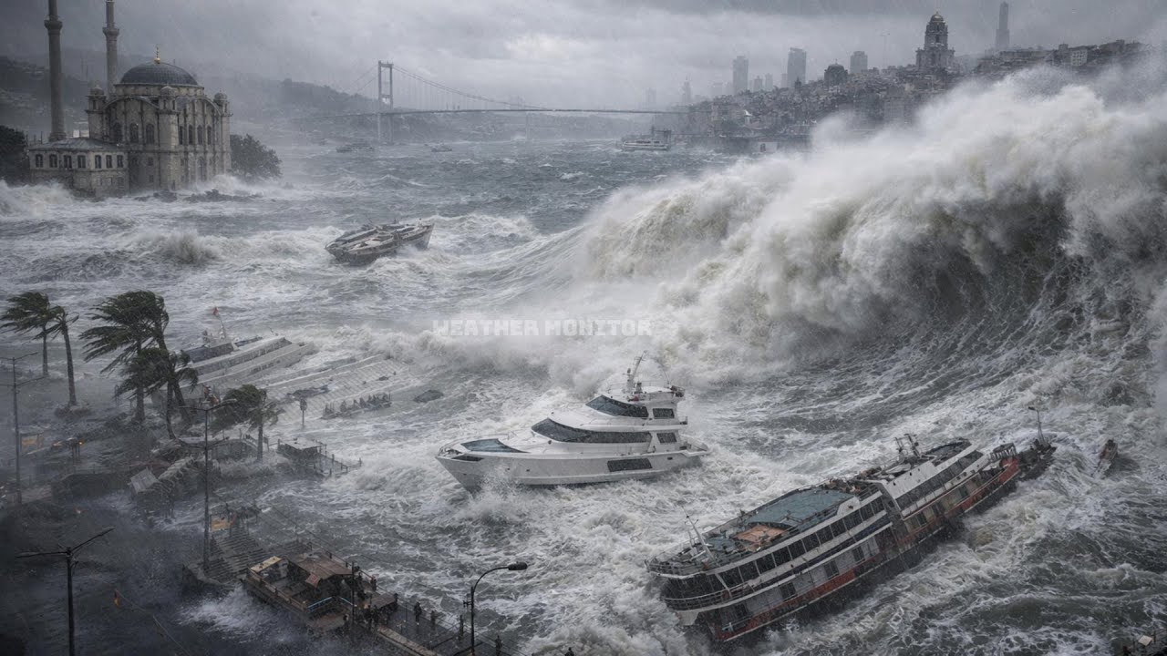 Istanbul, Türkiye, hit by massive waves! Ships sank, beaches destroyed.