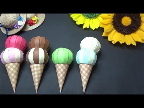 画用紙 折り紙 夏の飾り アイスクリームの作り方 Diy Drawing Paper Origami Summer Decorations How To Make Ice Cream Youtube