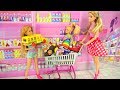 Barbie and Her sisters Go Shopping at Toy store & Supermarket Pasar boneka Barbie Irmãs Compras