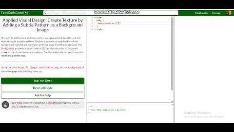 Applied Visual Design Create Texture by Adding a Subtle Pattern as a Background Image free code camp