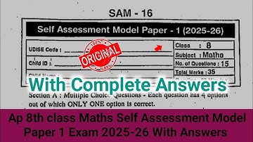 Ap self assessment 1 maths question paper 8th class 2025|ap 8th fa1 maths question paper and answers