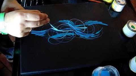 Scrolling pinstriping on canvas 2.