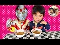 お腹ペコペコ！ウルトラマン助けて！お料理ごっこであーたんを助けるよ♪ アンパンマンラーメン　寸劇　わくわくママ