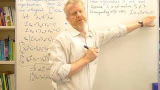 Self-adjoint implies orthogonal eigenfunctions and real eigenvalues