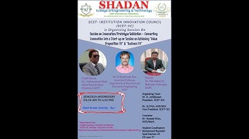 SESSION ON INNOVATION/PROTOTYPE VALIDATION – CONVERTING INNOVATION INTO A START-UP.