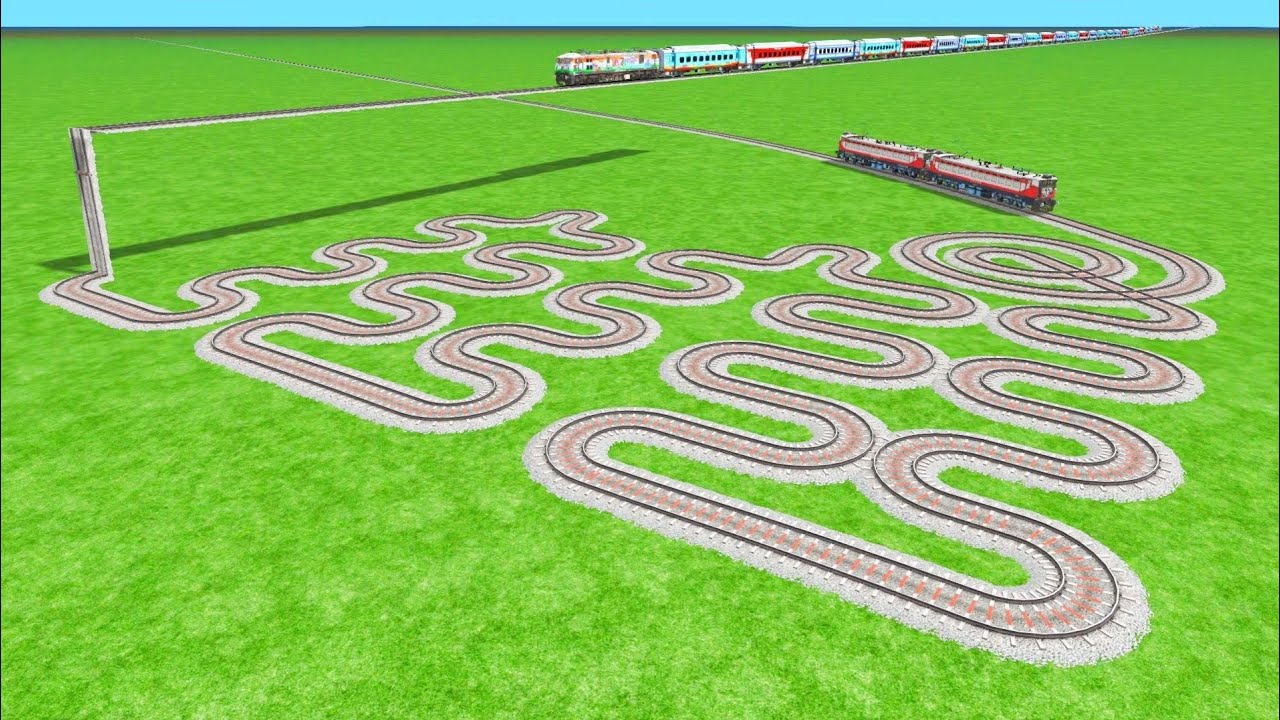 SNAKE 🐍 TRAIN CROSSIN SNAKE TRACKS RISKY BUMPY RAILROAD 😱 CURVED TRACK ...