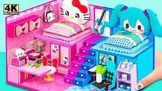 Make Hello Kitty House with Two Bedroom, Blue Room for Hatsune Miku from Clay ❤️ DIY Miniature House