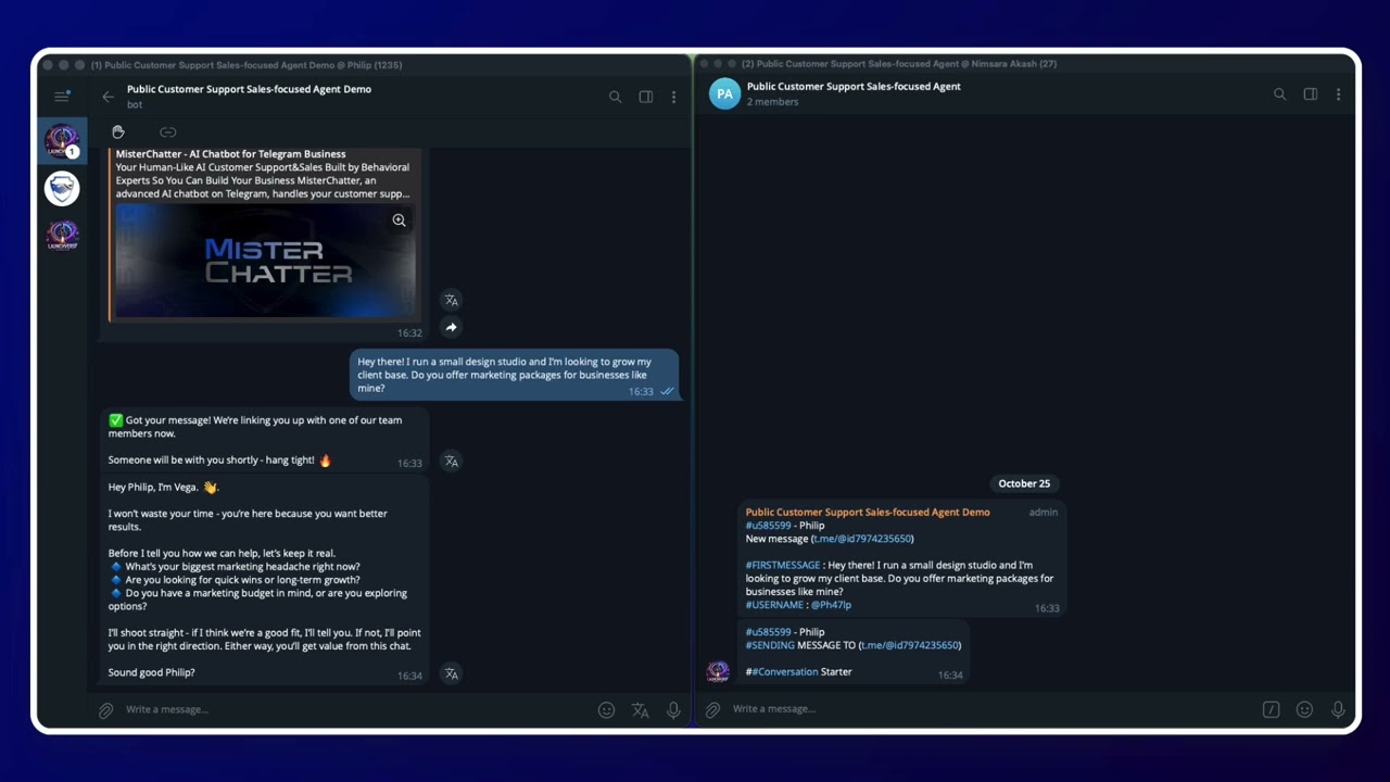 MisterChatter Public Customer Support Sales-focused Agent Demo