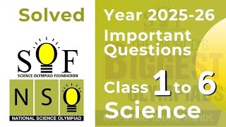 NSO Science Olympiad Class 1 to 6 Important Questions 2025-26 SOF SilverZone ITO