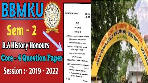 #BBMKU ||Bbmku previous year question paper of History core /Honours || BA semester 2 Core lll 3