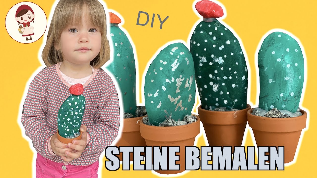 Steine bemalen | Kakteen aus Kies selber machen | Trendige Kaktus Deko
