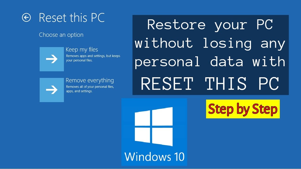 WINDOWS 24  How to Reset PC with KEEP MY FILES and safe all Files, Folder  & Drives