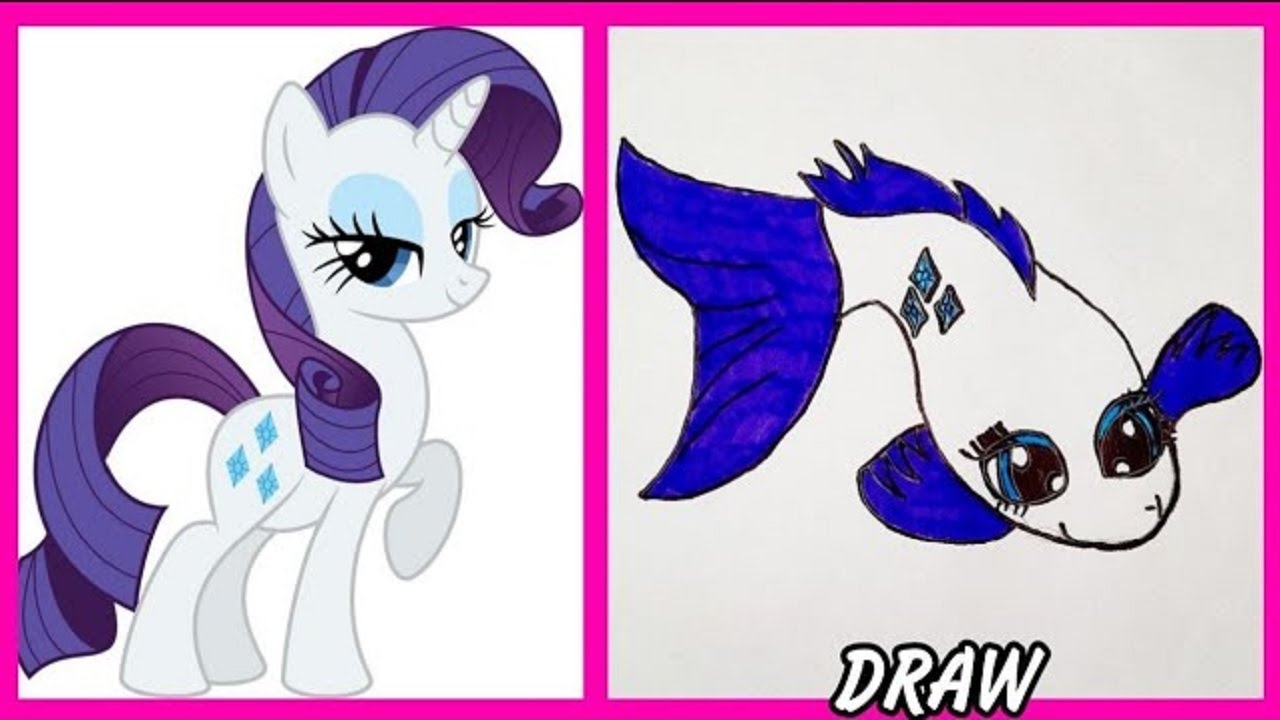 HOW TO DRAW RARITY AS A FISH | How to draw My little pony | Drawing for ...
