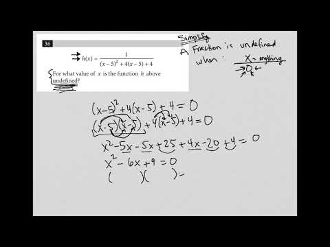 For what value of x is the function h above undefined?