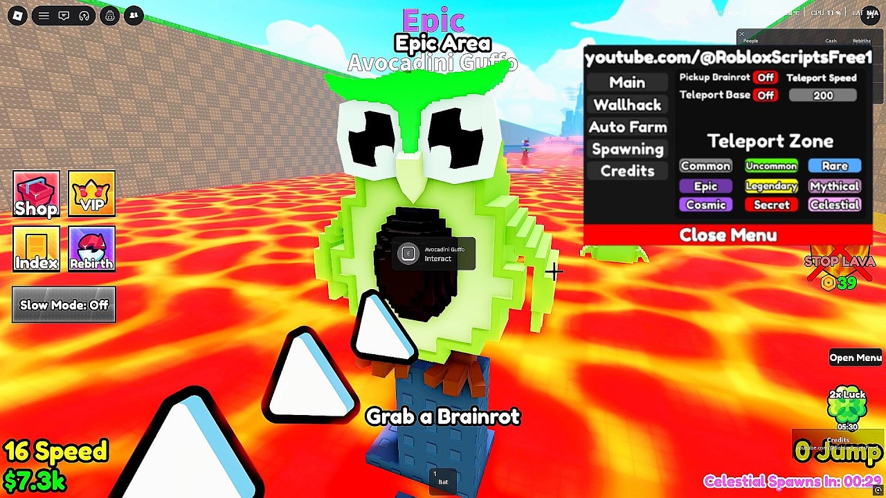 Roblox Exploiting - Escape Lava For Brainrots Script