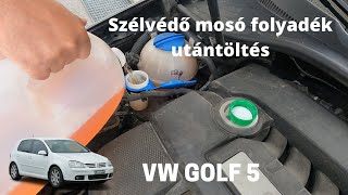 VW Golf 5 MK5 szélvédő mosó folyadék utántöltés - YouTube